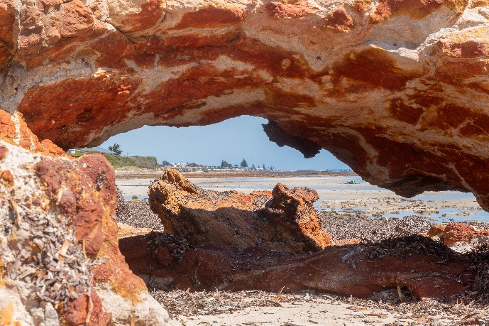 Sandstone Ribbons — inside a sandstone cave at Moonta Bay